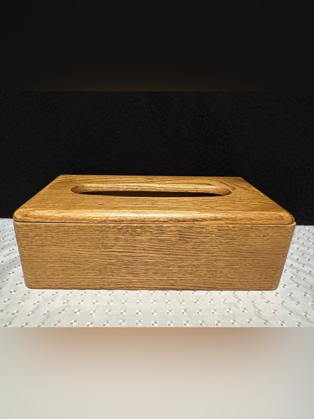 Vintage Solid Oak Wooden Tissue Holder Cover Rectangle